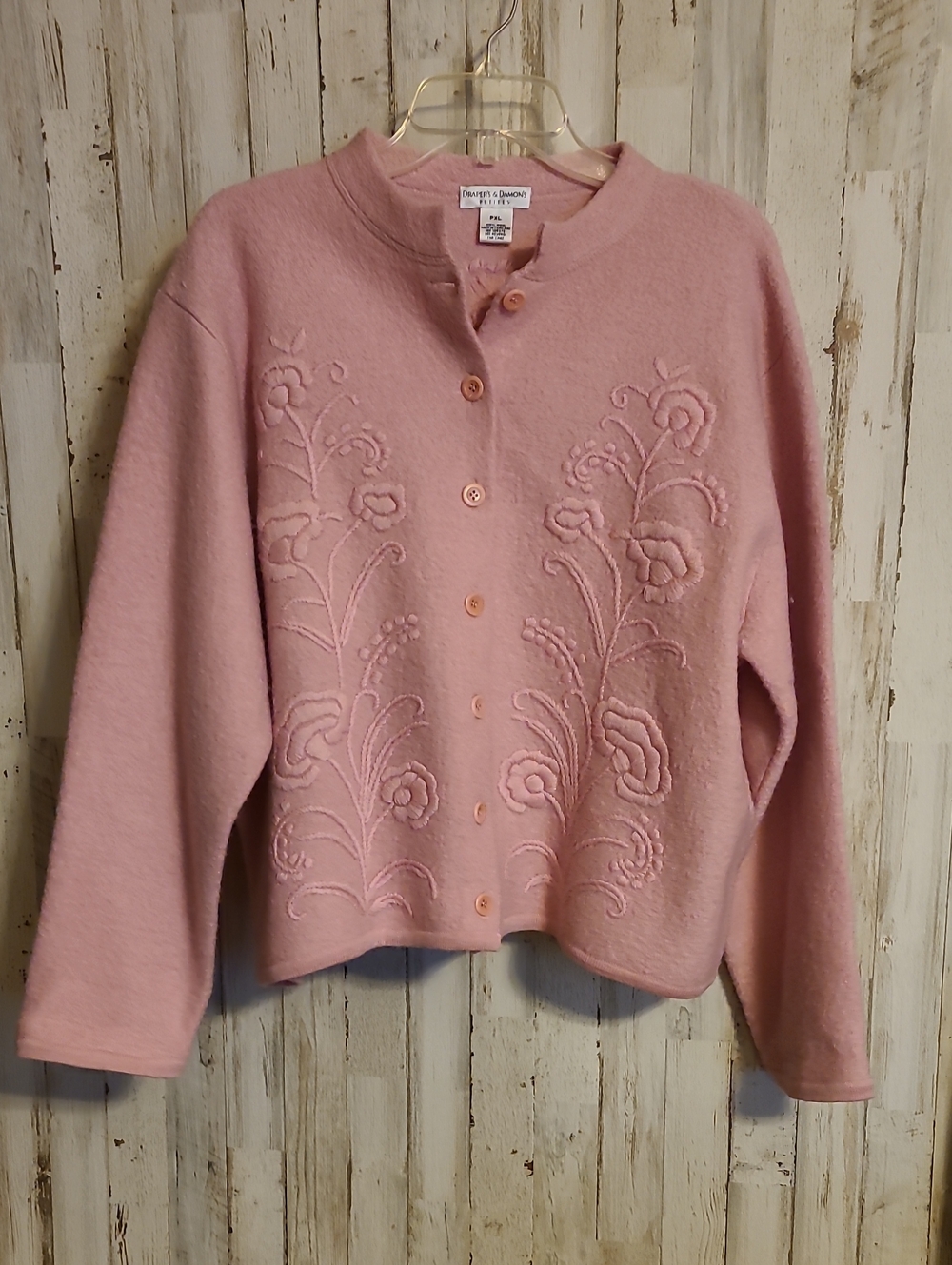 Pink Floral Embroidered Cardigan Sweater